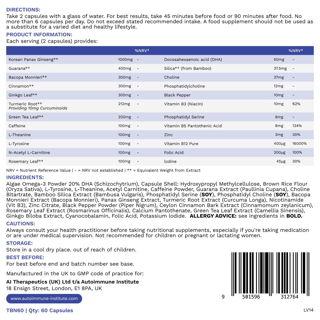 Pure BrainBoost | Research-Backed Nootropic for Focus, Performance & Recall - Autoimmune Institute