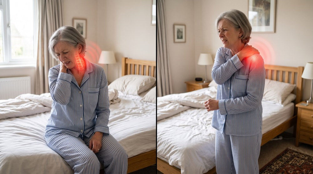 Man sitting on the edge of the bed just after waking
