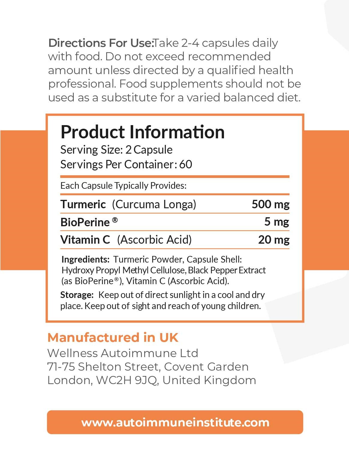 Special Offer - 3 Pots of Advanced Turmeric (Triple Pack) - Turmeric / Curcumin with Bioperine (Black Pepper) - Autoimmune Institute